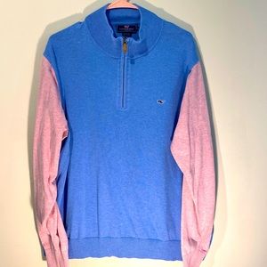 Mens Pink & Blue Vineyard Vines Quarterzip